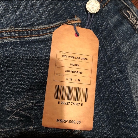 Silver Jeans Co. Izzy Wide Leg Crop Blue Jean - Picture 2 of 4